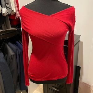 Babaton Red Long-sleeve Off-Shoulder Top Sz XS